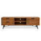 KORVIN SLATTED WOOD TV UNIT WITH BLACK METAL FRAME