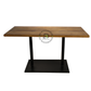 RECTANGULAR WOODEN DINING TABLE WITH DOUBLE METAL PEDESTAL BASE