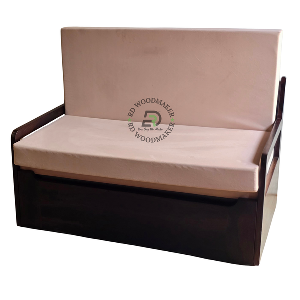 MULTIFUNCTIONAL WOODEN SOFA CUM PULL-OUT BED WITH CUSHIONS