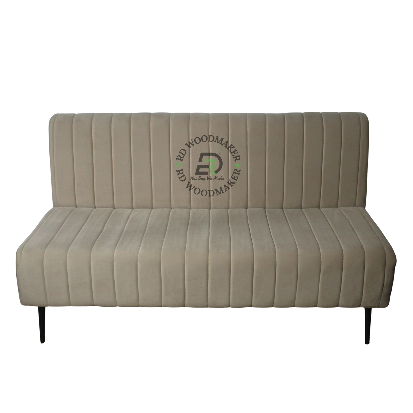 MODERN BEIGE VERTICAL CHANNEL UPHOLSTERED THREE-SEATER SOFA