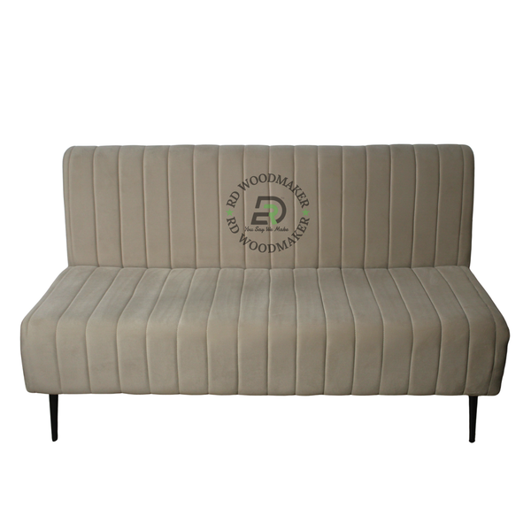 MODERN BEIGE VERTICAL CHANNEL UPHOLSTERED THREE-SEATER SOFA