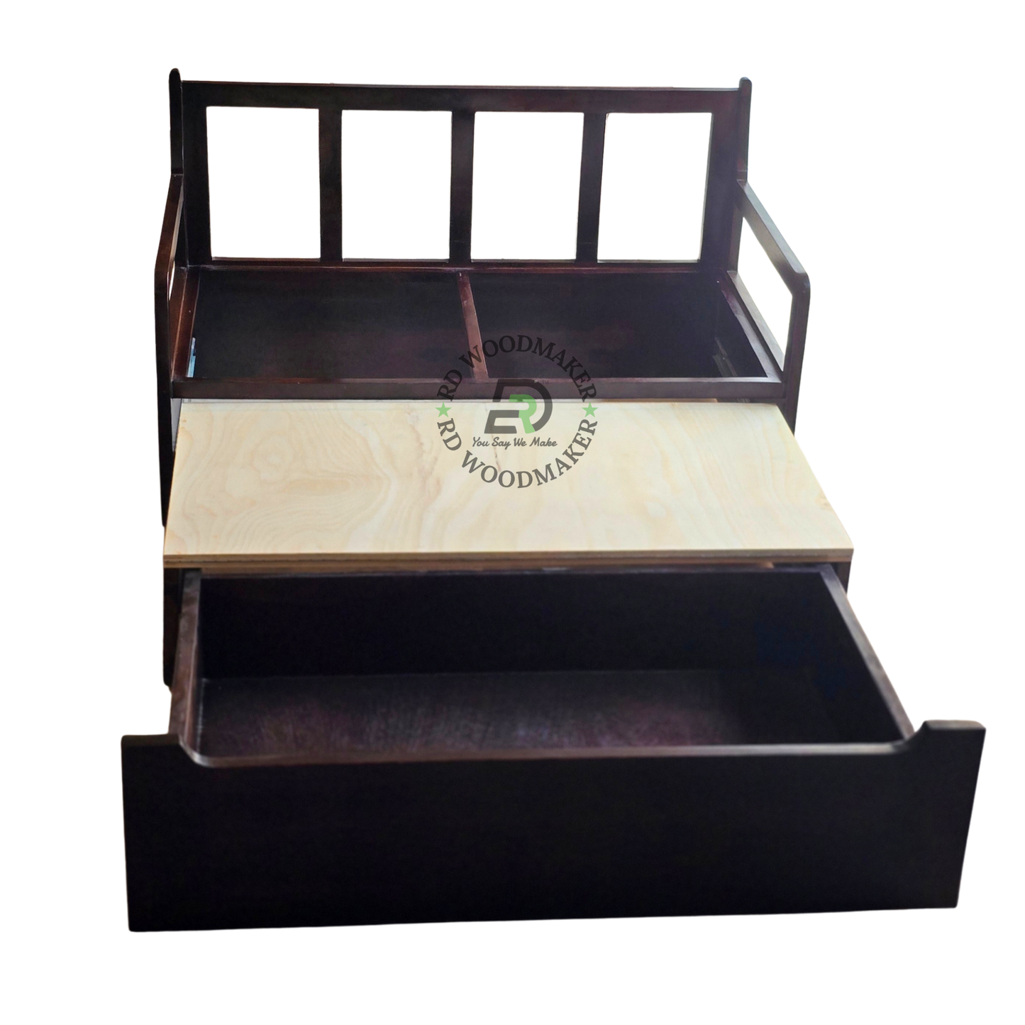 MULTIFUNCTIONAL WOODEN SOFA CUM PULL-OUT BED WITH CUSHIONS