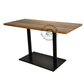 RECTANGULAR WOODEN DINING TABLE WITH DOUBLE METAL PEDESTAL BASE