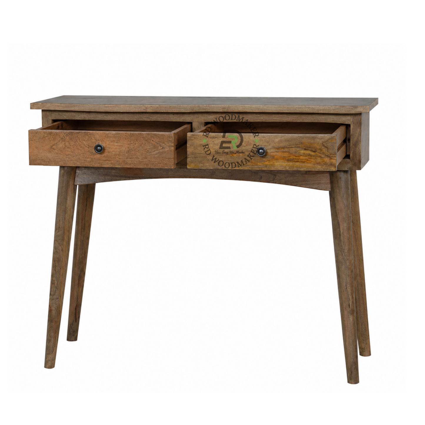 MID-CENTURY SOLID WOOD WRITING DESK WITH TWO DRAWERS
