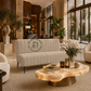 MODERN BEIGE VERTICAL CHANNEL UPHOLSTERED THREE-SEATER SOFA
