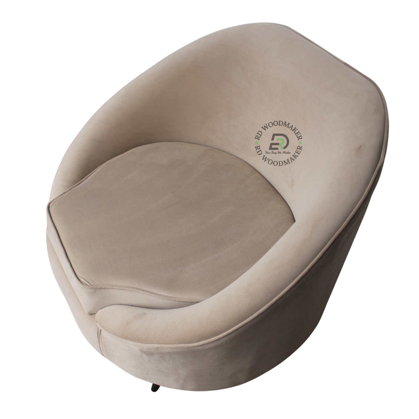 BEIGE CURVED BARREL ACCENT CHAIR