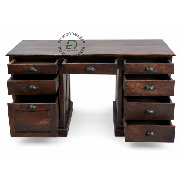 CLASSIC DARK WOOD STORAGE WRITING DESK