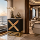 MODERN BLACK CROSS PANEL ACCENT CABINET