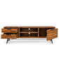 KORVIN SLATTED WOOD TV UNIT WITH BLACK METAL FRAME