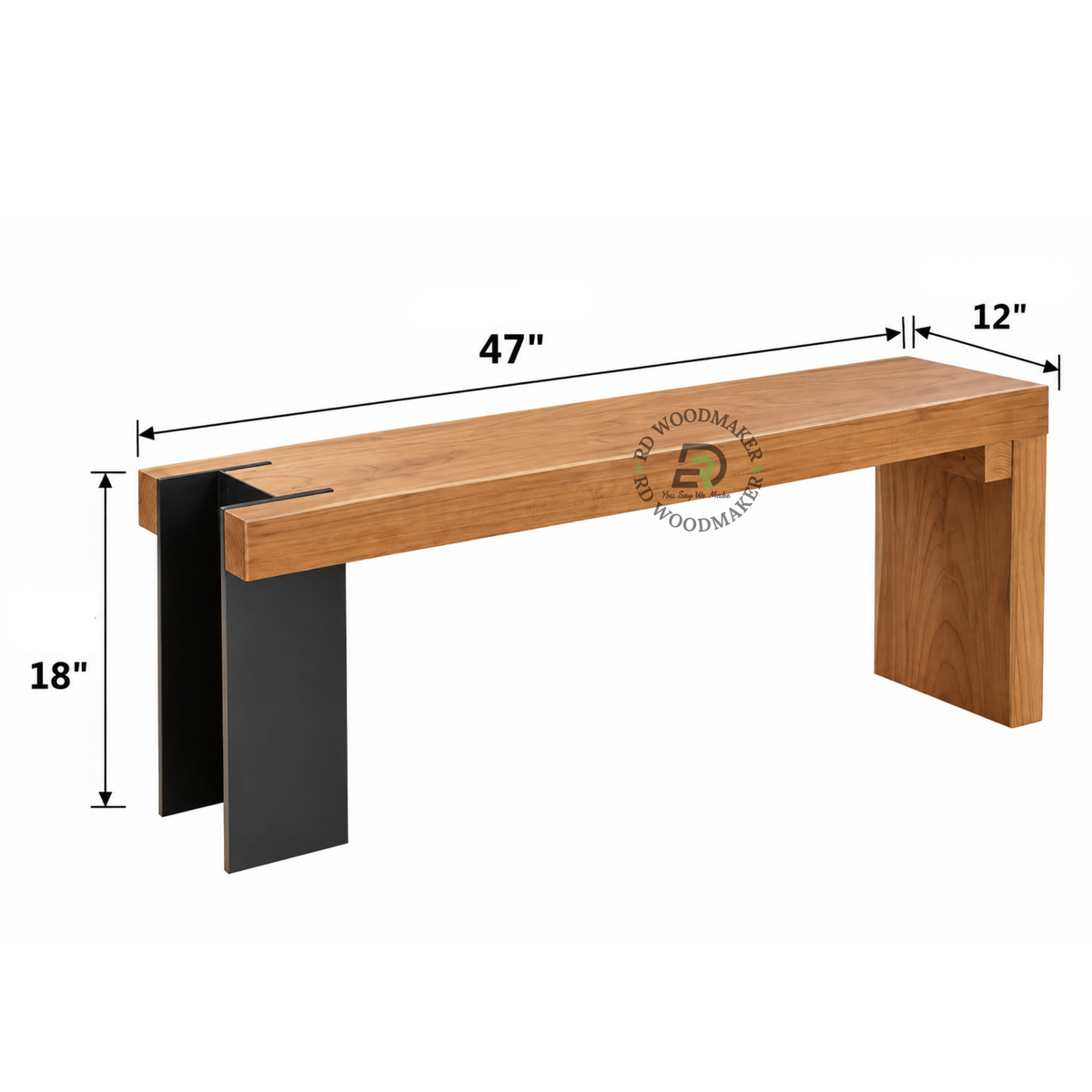 KAIRO ASYMMETRIC SOLID WOOD & BLACK METAL BENCH
