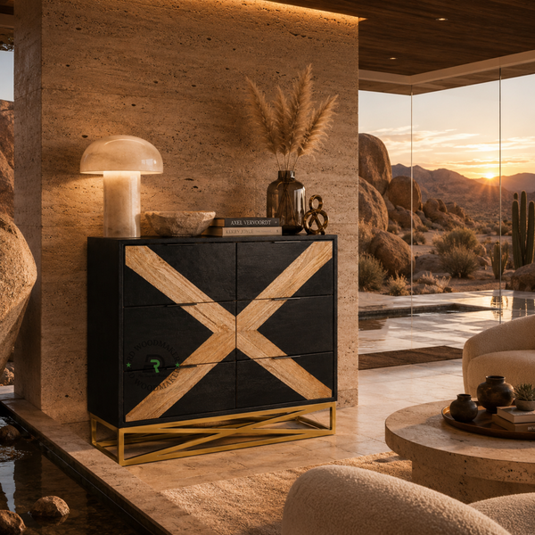 MODERN SIX-DOOR SOLID WOOD STORAGE CABINET