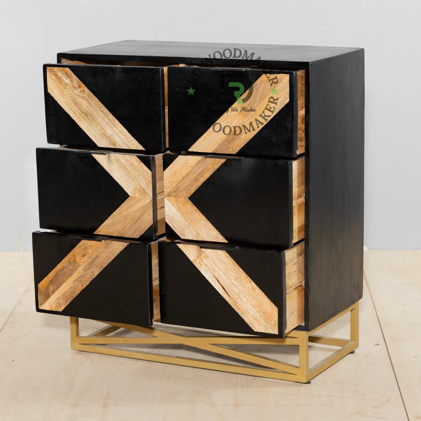 MODERN SIX-DOOR SOLID WOOD STORAGE CABINET