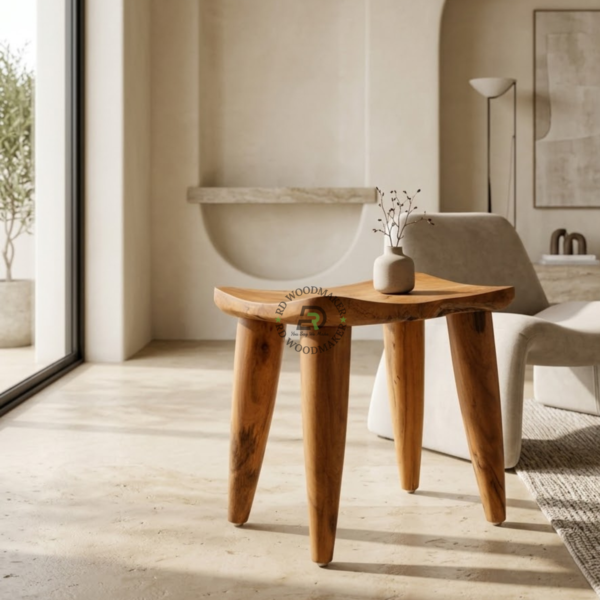 MAREN LIVE-EDGE SADDLE SOLID WOOD STOOL