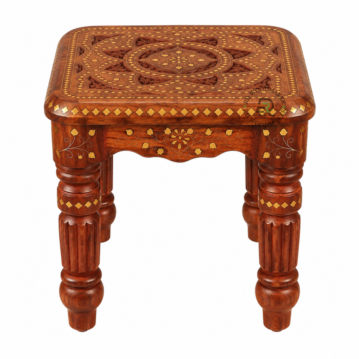 ZAIRA HAND-CARVED TRADITIONAL SOLID WOOD STOOL