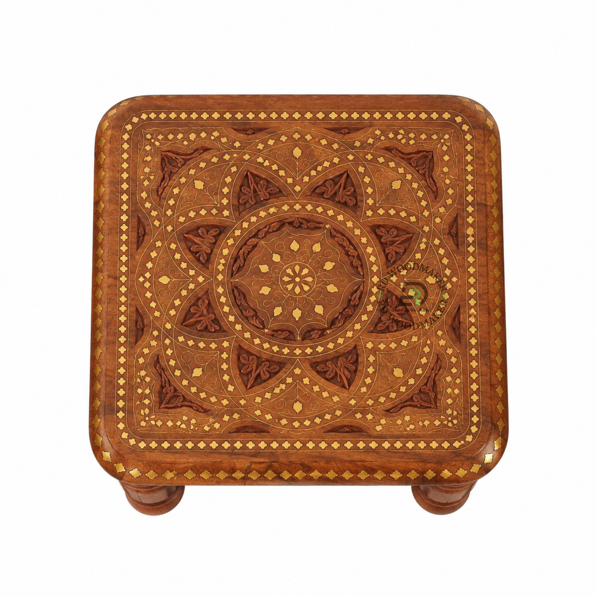 ZAIRA HAND-CARVED TRADITIONAL SOLID WOOD STOOL
