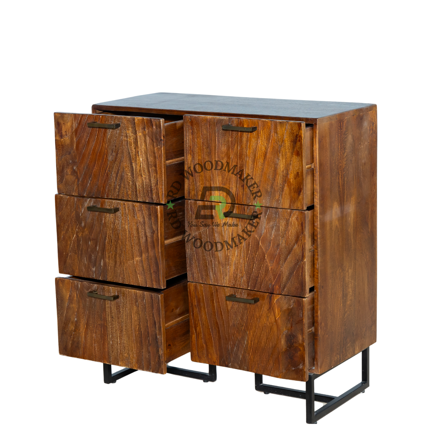 CONTEMPORARY SIX-DOOR TEXTURED SOLID WOOD CABINET