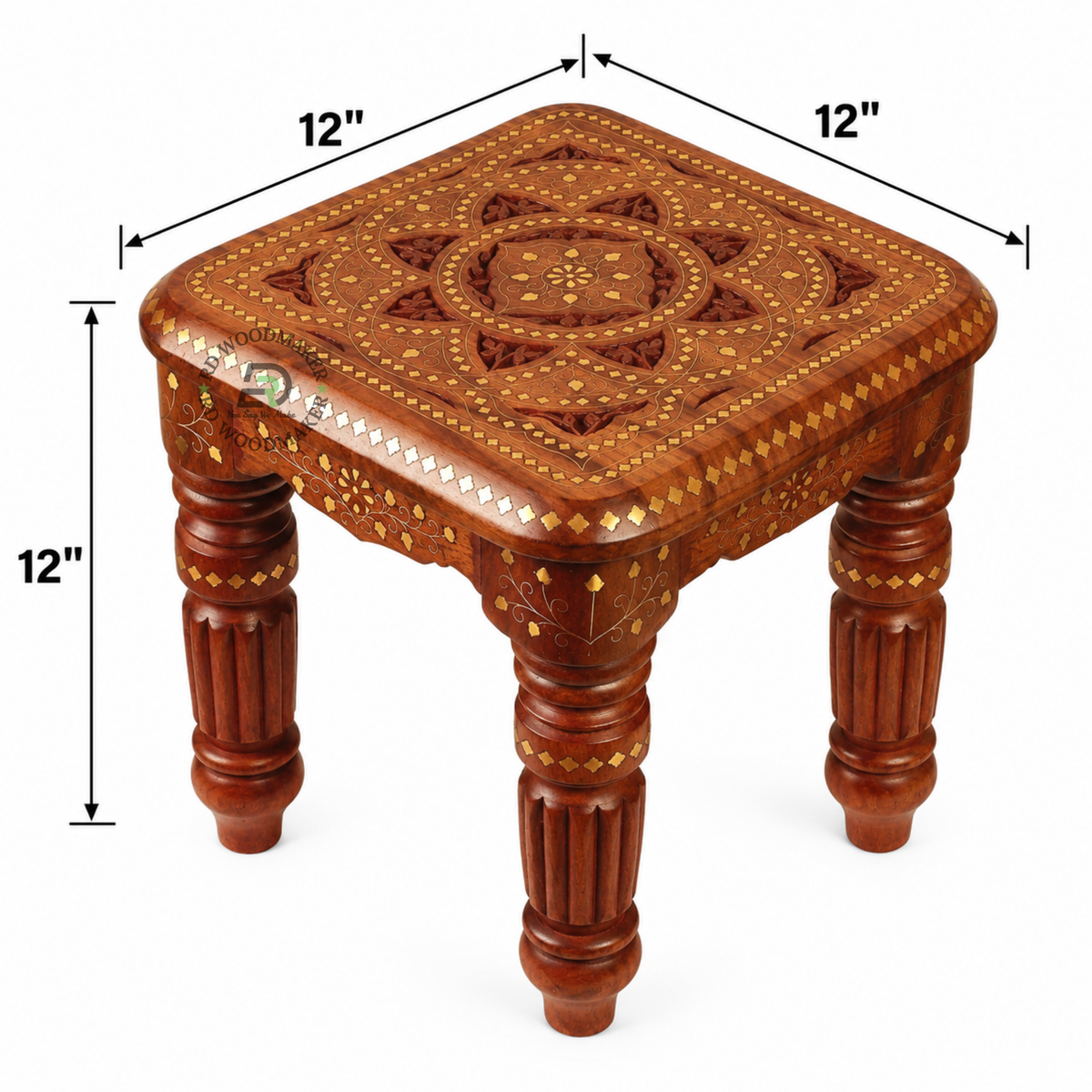 ZAIRA HAND-CARVED TRADITIONAL SOLID WOOD STOOL