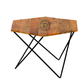 MODERN GEOMETRIC SOLID WOOD COFFEE TABLE WITH METAL LEGS