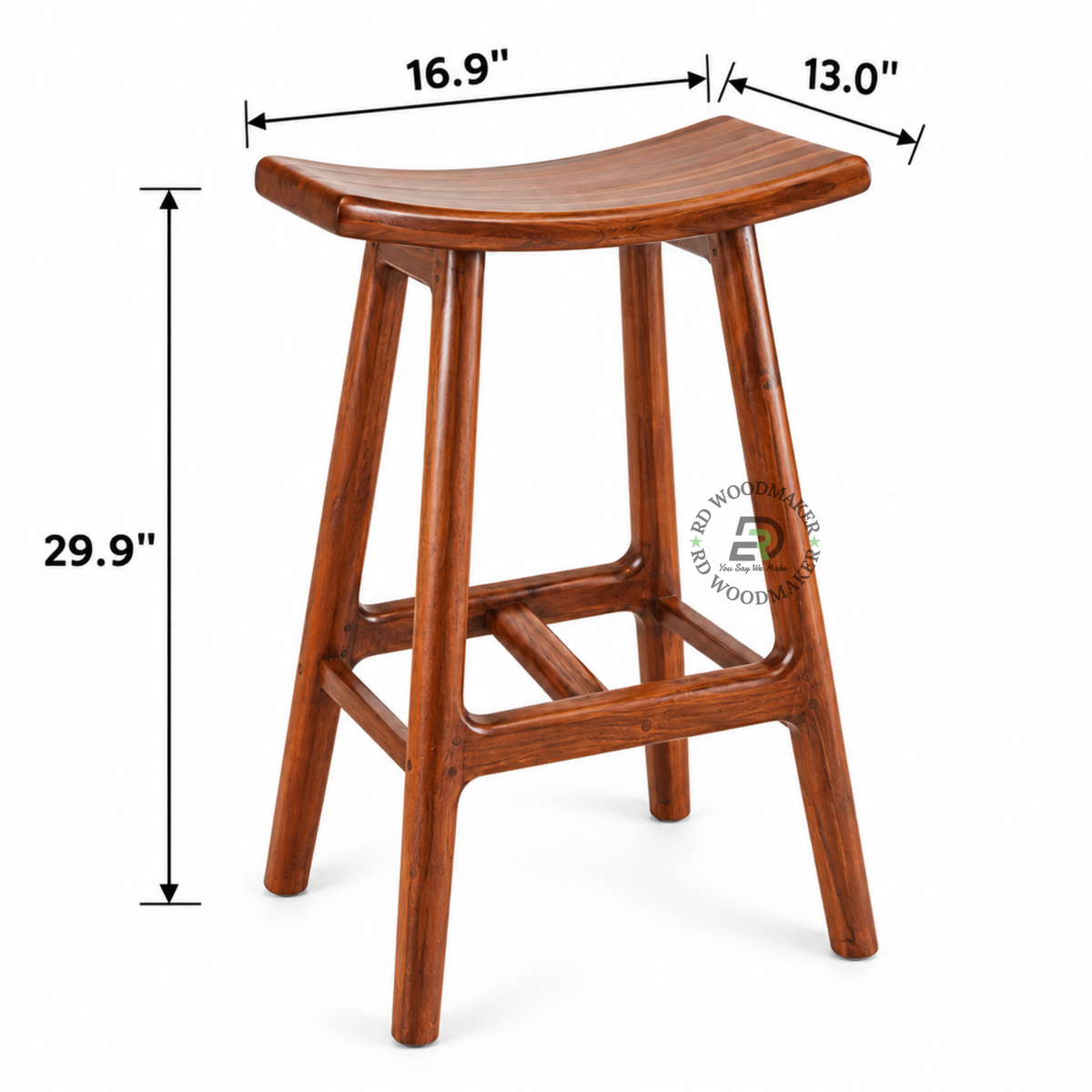 KAIRO CURVED SOLID WOOD SADDLE BAR STOOL