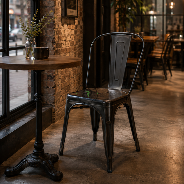PREMIUM INDUSTRIAL METAL DINING CHAIR WITH HIGH BACKREST