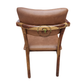 TAN LEATHERETTE WOODEN DINING ARMCHAIR