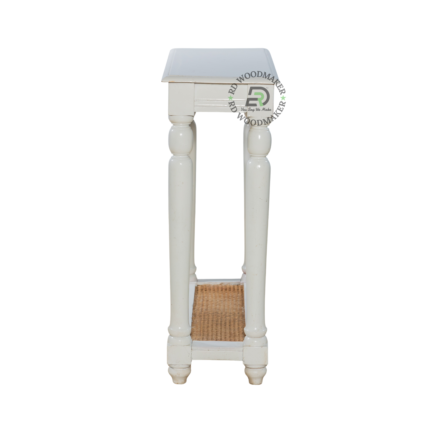 FARMHOUSE SOLID WOOD CONSOLE TABLE WITH CANE SHELF
