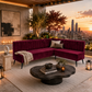 LUXURY BURGUNDY CHANNEL-TUFTED L-SHAPED CORNER SOFA