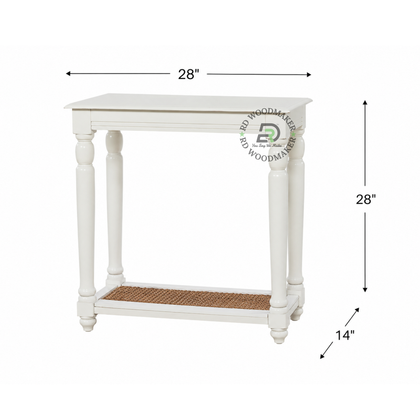 FARMHOUSE SOLID WOOD CONSOLE TABLE WITH CANE SHELF