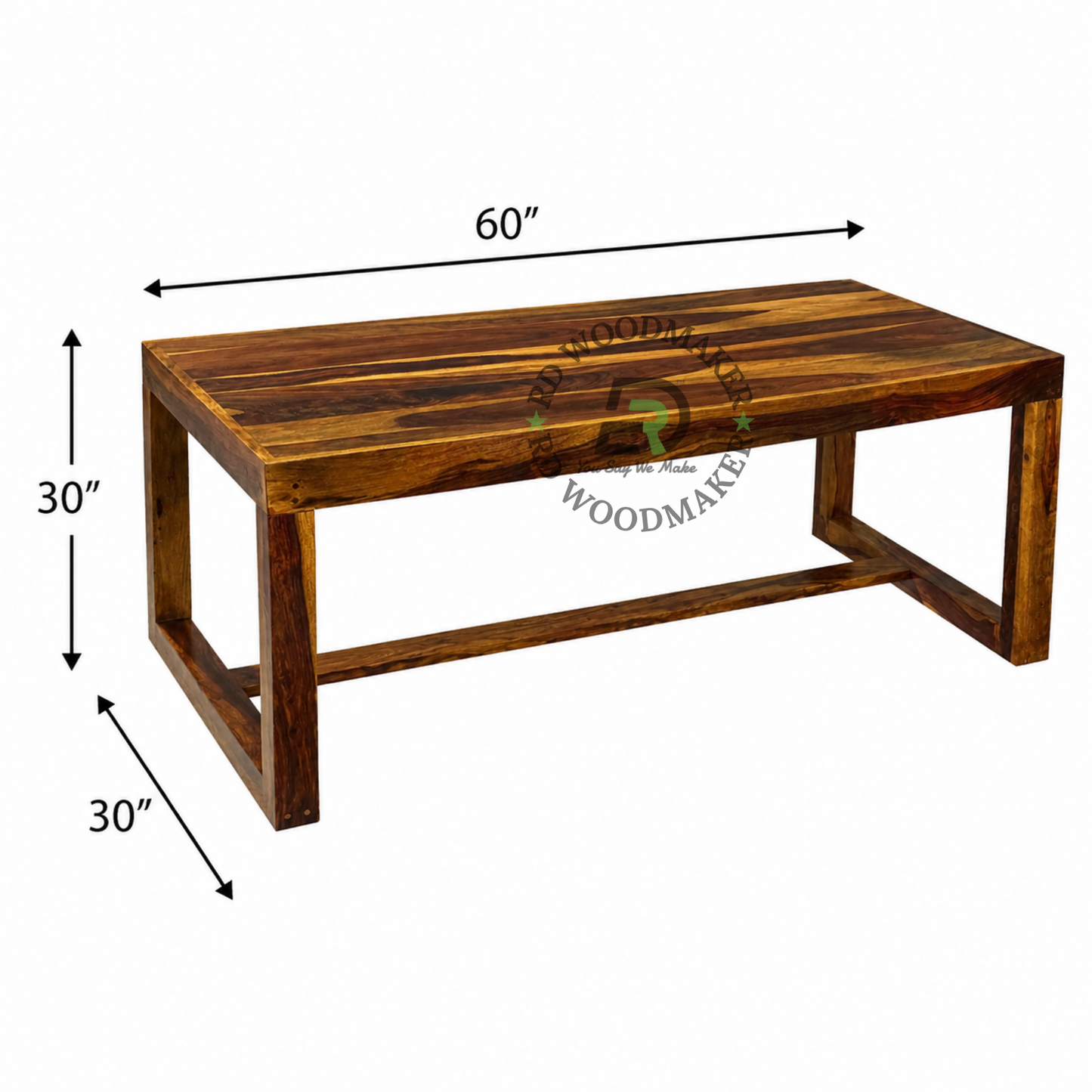 SOLID WOOD RECTANGULAR DINING TABLE WITH OPEN FRAME BASE