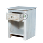 FLORAL CARVED WHITE WOOD BEDSIDE TABLE