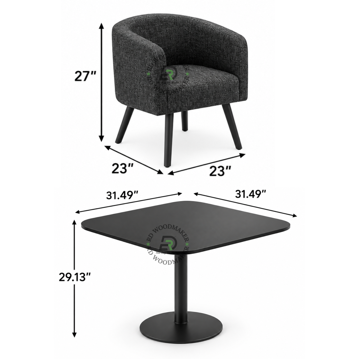 NOIR CAFE UPHOLSTERED CHAIR & TABLE SET