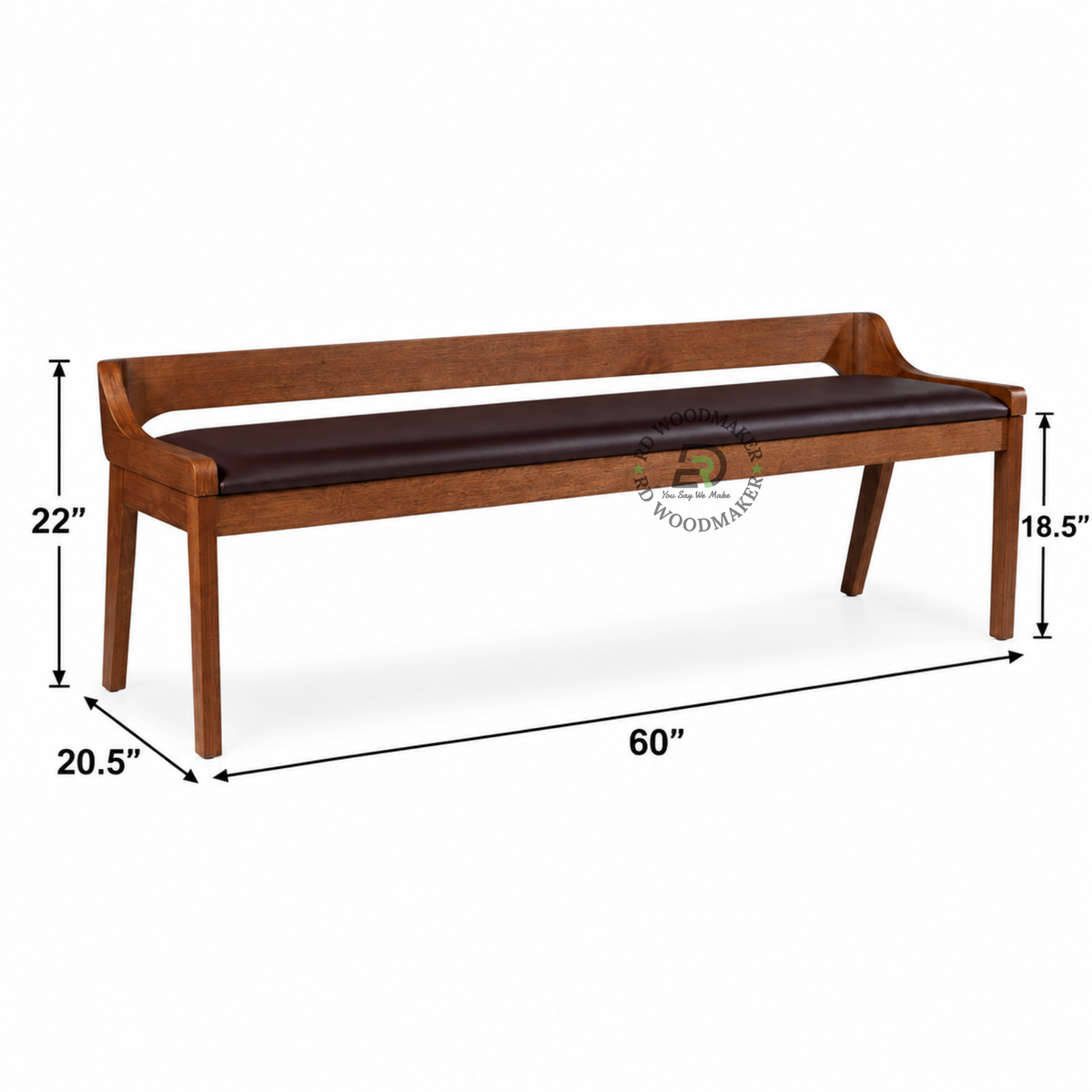 ELARA UPHOLSTERED SOLID WOOD BENCH WITH CURVED BACKREST