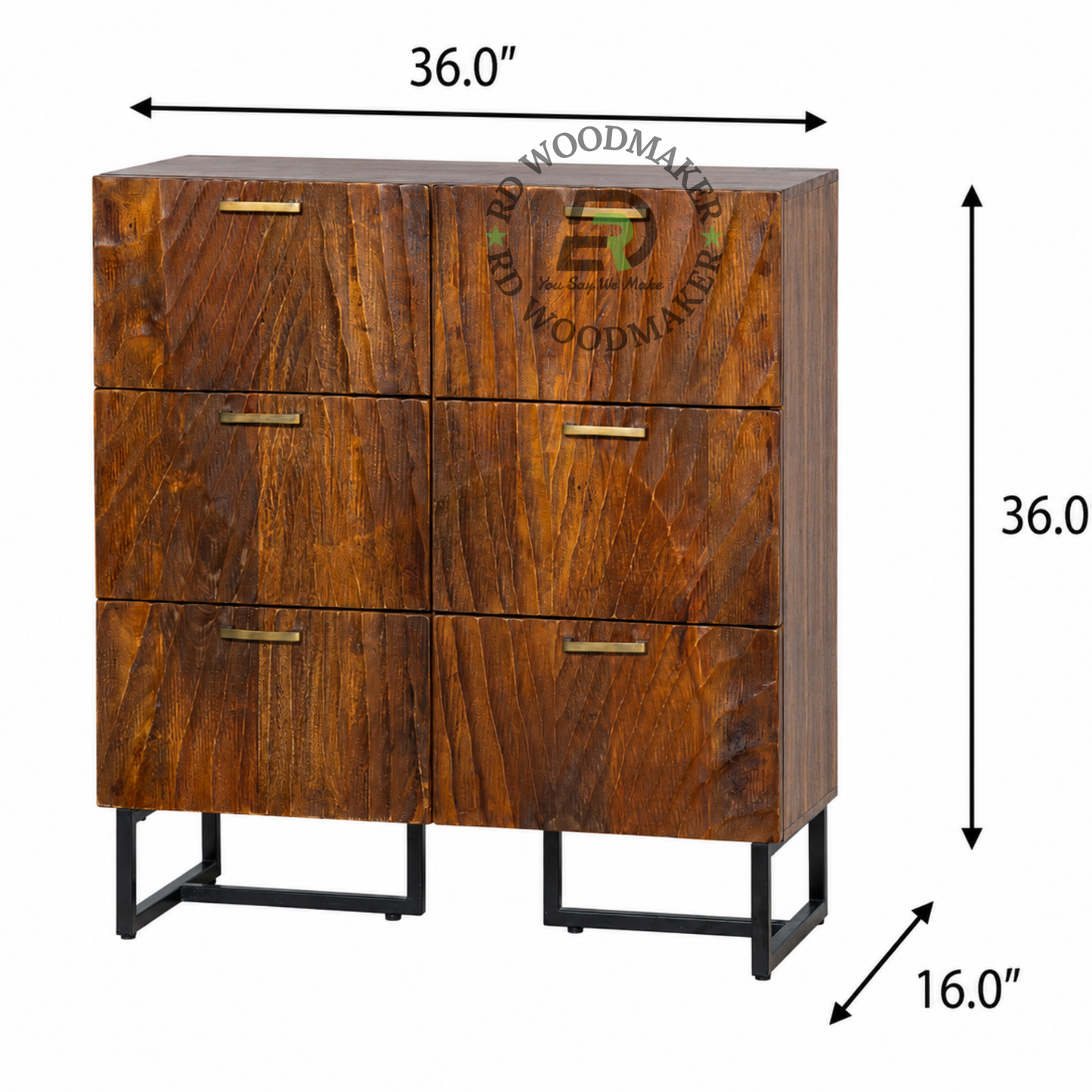 CONTEMPORARY SIX-DOOR TEXTURED SOLID WOOD CABINET