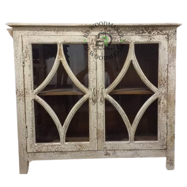 HERITAGE DISTRESSED GLASS DISPLAY CABINET