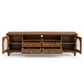 AUREL CLASSIC SOLID WOOD TV UNIT WITH ARCH GLASS CABINETS