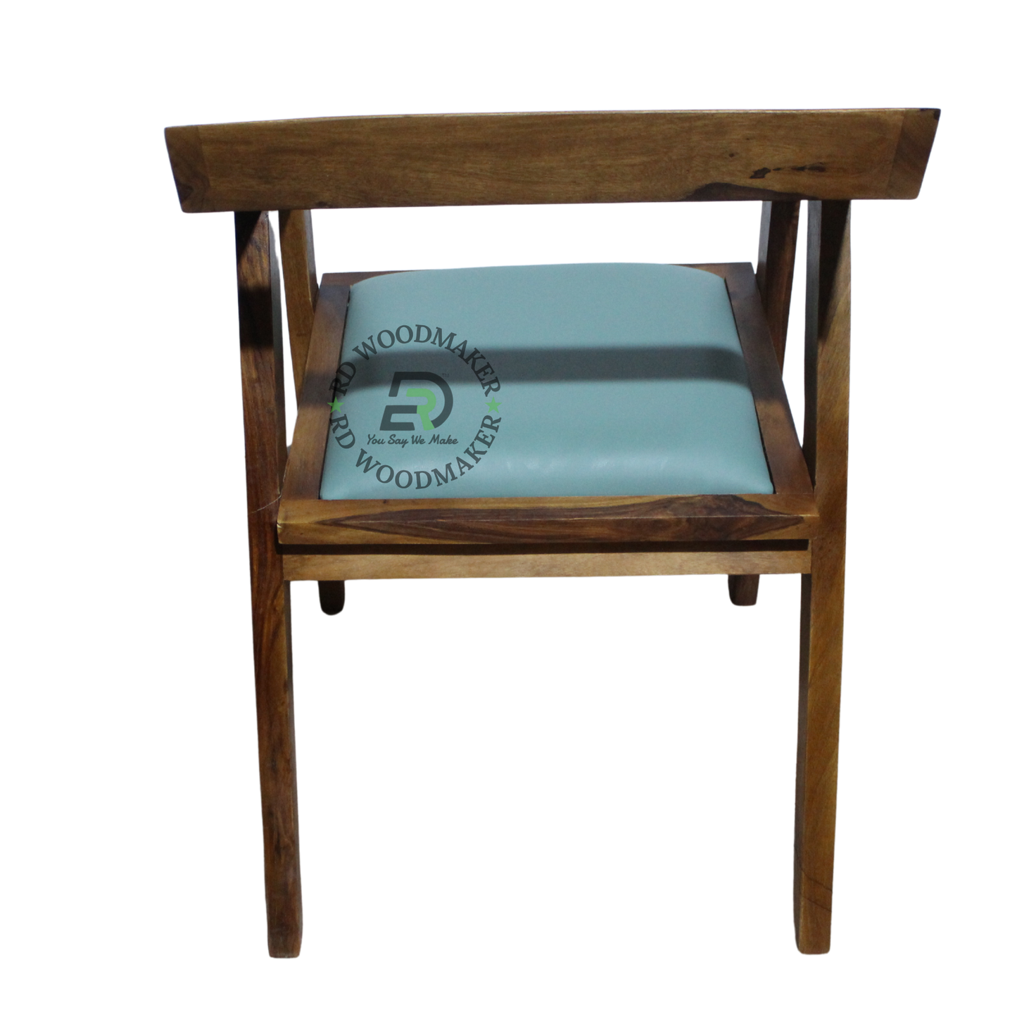 MODERN WOODEN DINING ARMCHAIR WITH AQUA CUSHION