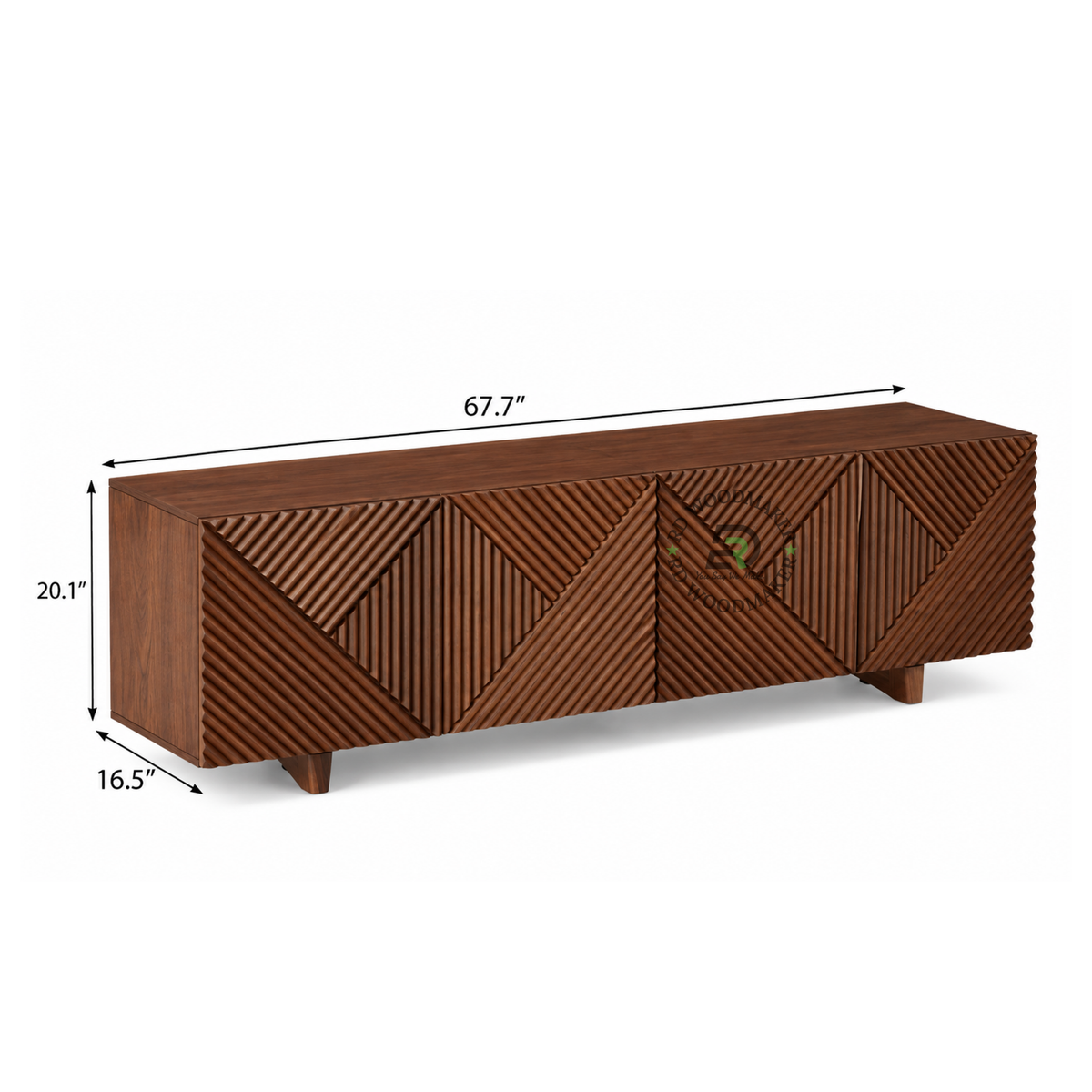 VYRON GEOMETRIC REEDED SOLID WOOD TV UNIT