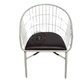 WHITE METAL WIRE TUB ARMCHAIR WITH BROWN CUSHION