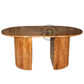 OVAL WOODEN DINING TABLE WITH DOUBLE FLUTED PEDESTAL BASE