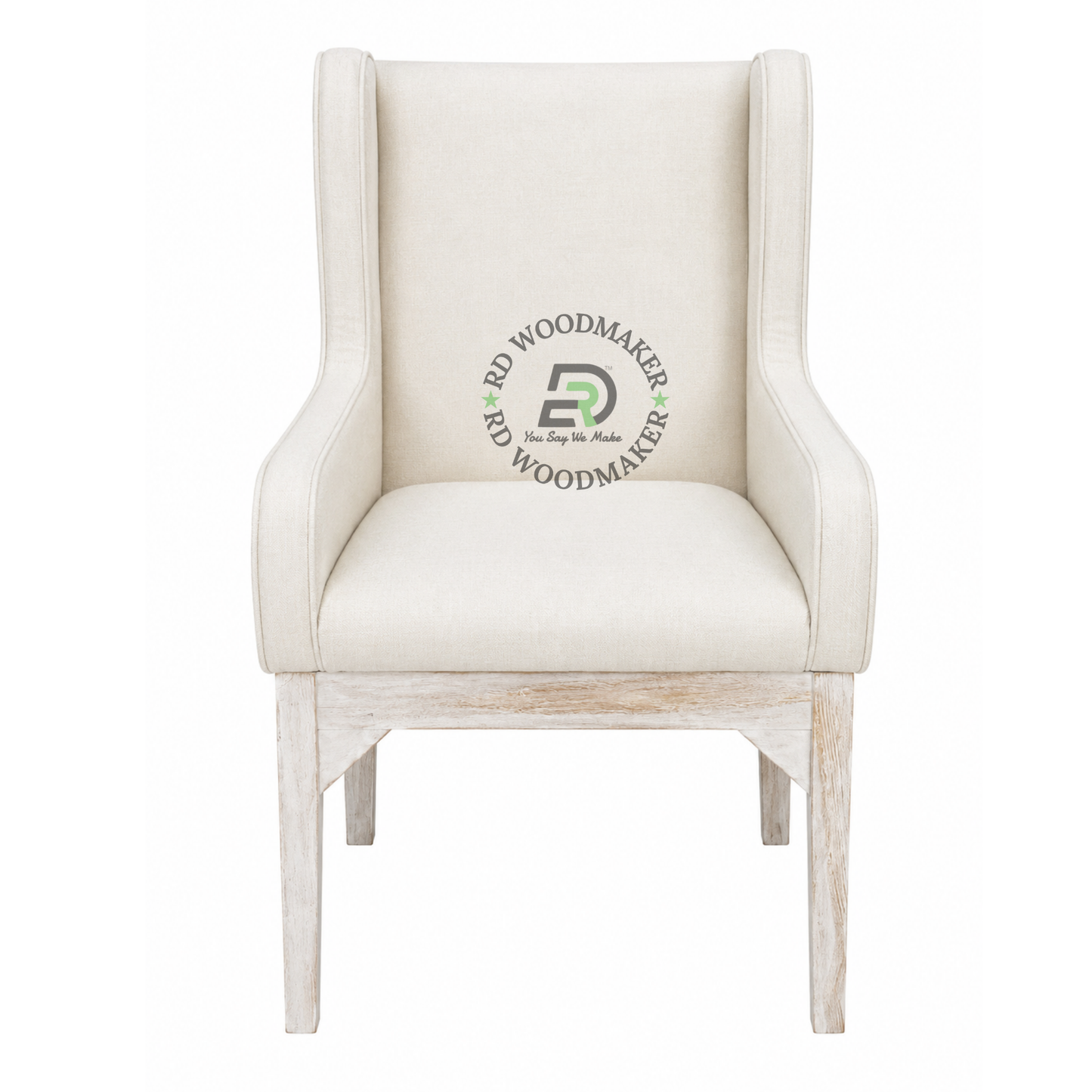 IVORY UPHOLSTERED WINGBACK DINING ARMCHAIR