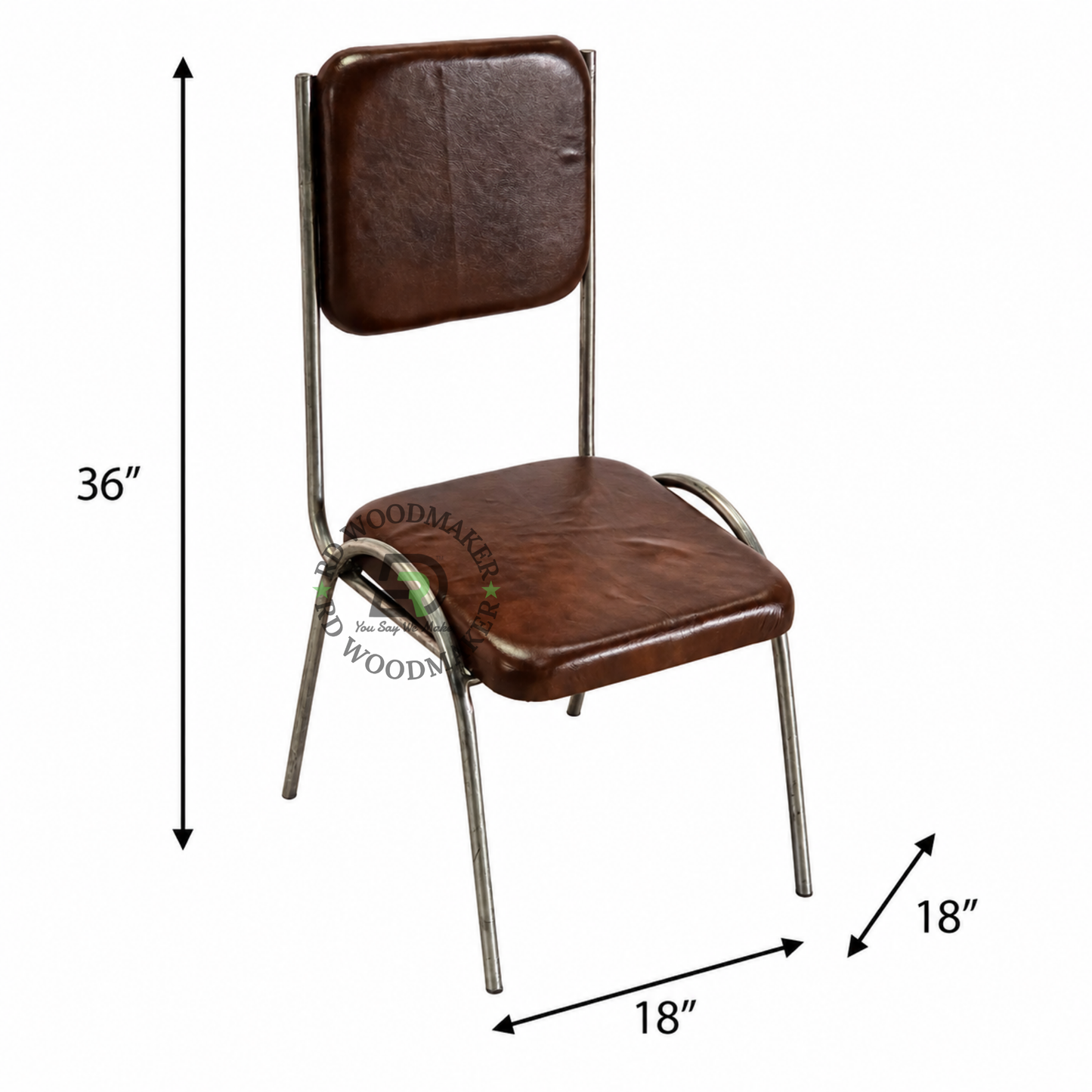 VINTAGE BROWN LEATHERETTE METAL DINING CHAIR