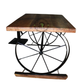 INDUSTRIAL CARTWHEEL WOODEN DINING TABLE