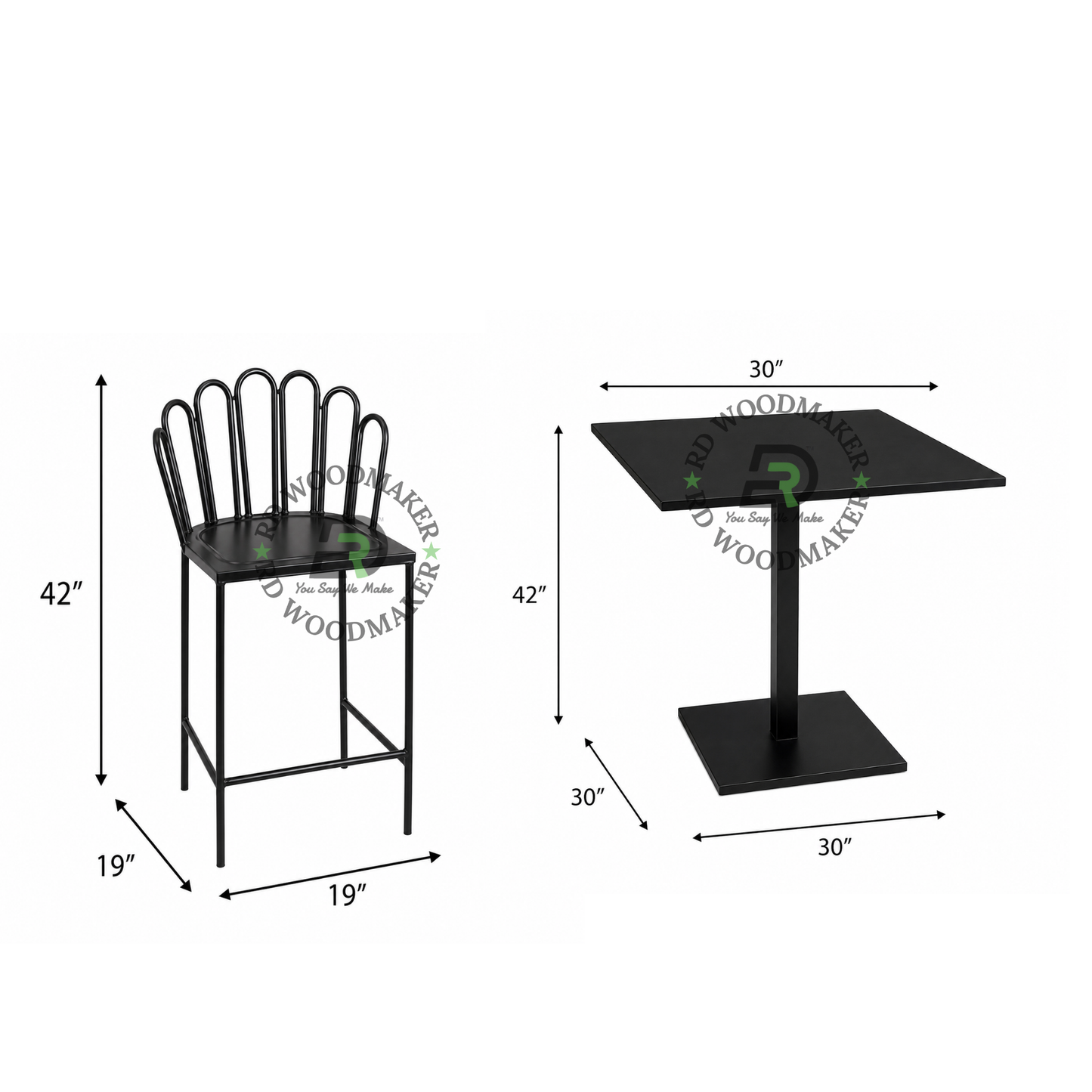NOIR METAL BAR TABLE & HIGH CHAIR SET