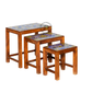 HANDCRAFTED SOLID WOOD NESTING TABLE SET OF 3 WITH CERAMIC TILE TOP