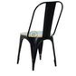 PREMIUM INDUSTRIAL BLACK METAL DINING CHAIR WITH WOODEN SEAT