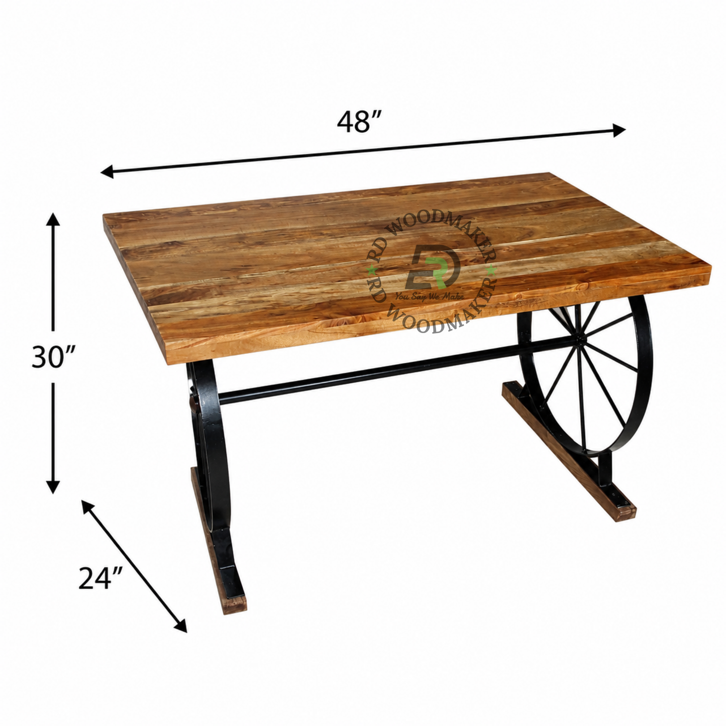 INDUSTRIAL CARTWHEEL WOODEN DINING TABLE