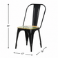 PREMIUM INDUSTRIAL BLACK METAL DINING CHAIR WITH WOODEN SEAT