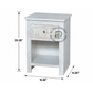 FLORAL CARVED WHITE WOOD BEDSIDE TABLE