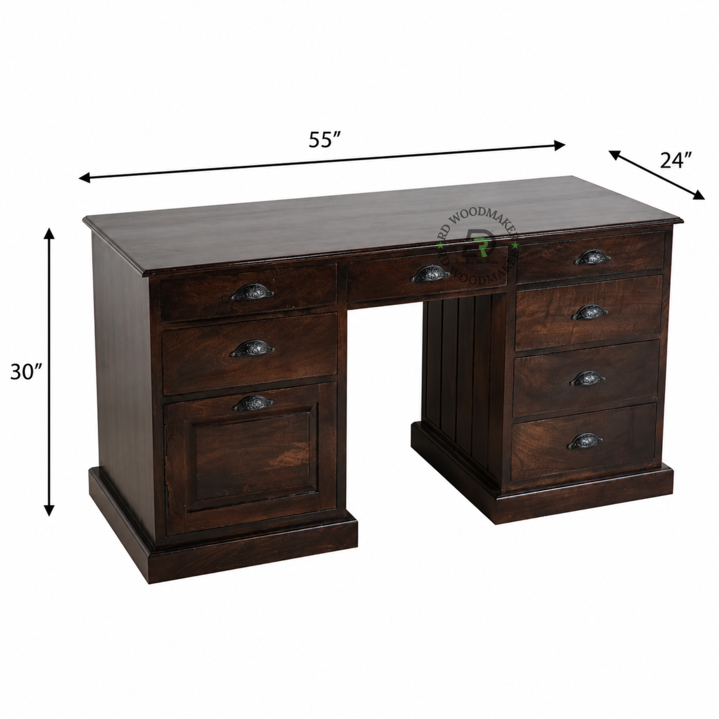 CLASSIC DARK WOOD STORAGE WRITING DESK