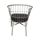 WHITE METAL WIRE TUB ARMCHAIR WITH BROWN CUSHION